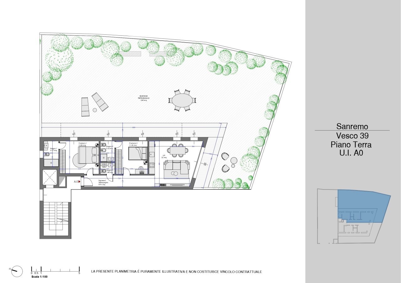VESCO 39 - PLANIMTERIA QUOTATO - A0 - Trilocale Via Vesco 39, Sanremo - planimetria 1