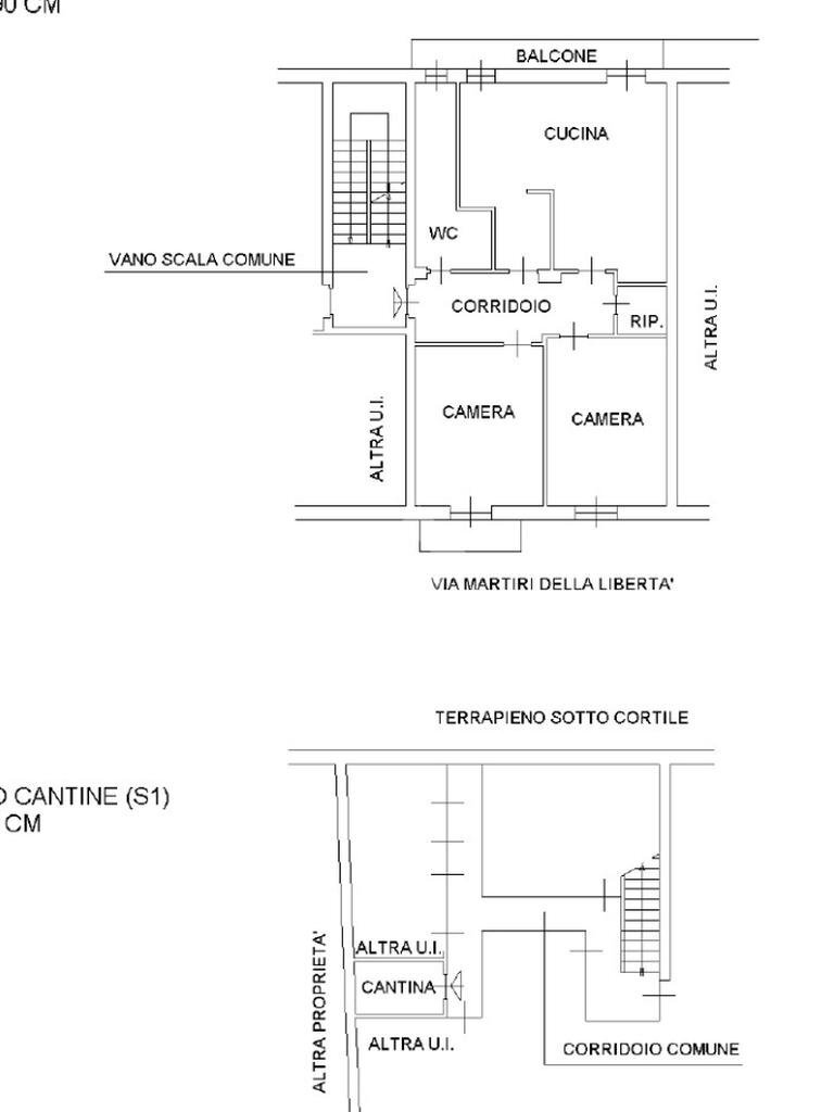 Four-room apartment Via Martiri della Libertà, Torino (neighborhood Borgo Po) - floor plans 1