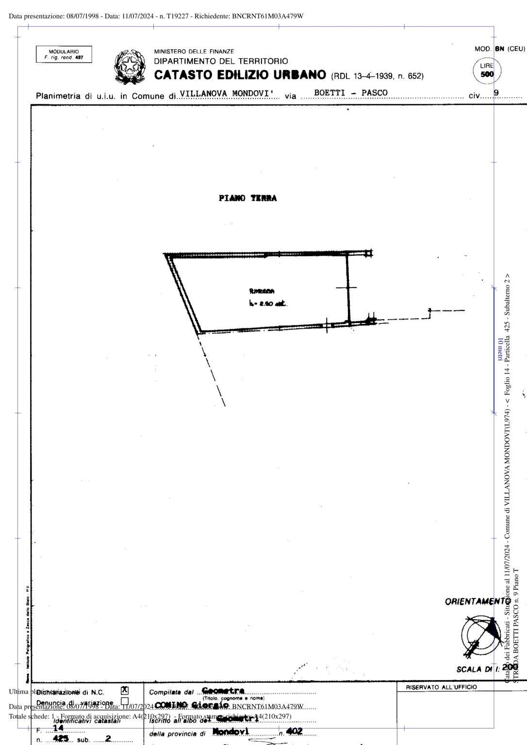 Rustico strada Boetti Pasco, Villanova Mondovì - planimetria 1