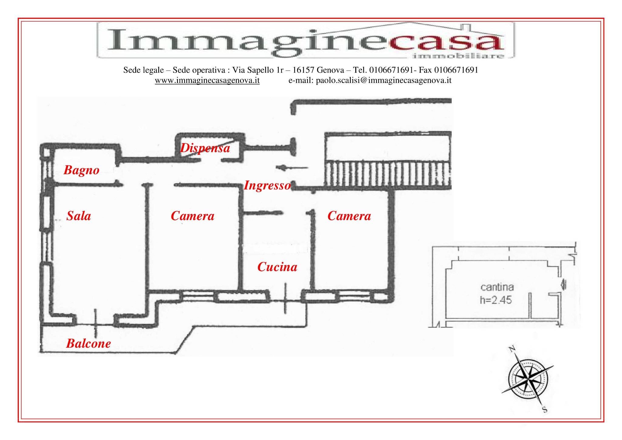 Three-room apartment salita Lorenzo Cappelloni, Genova - floor plans 1