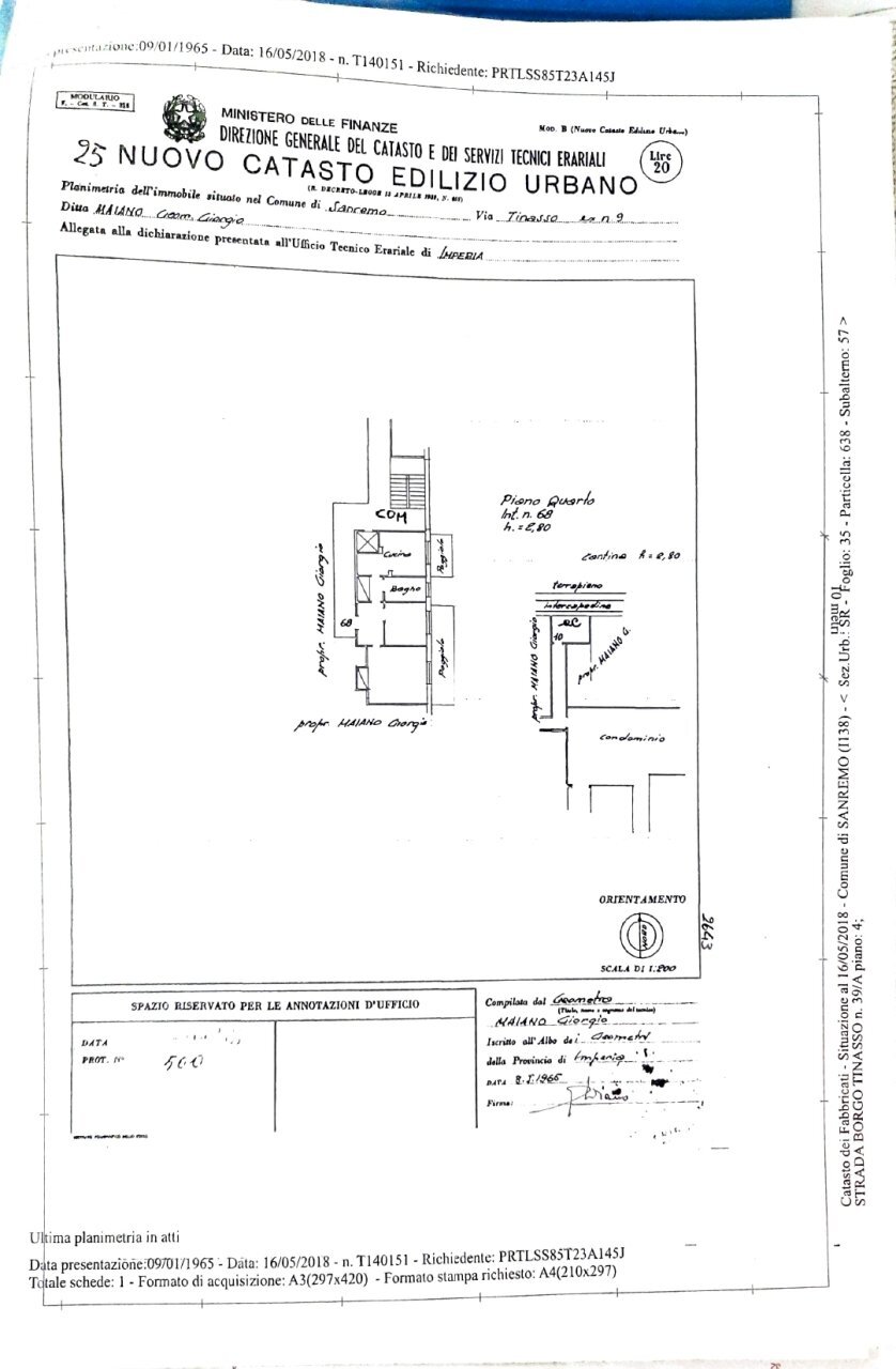 PLANIMETRIA CATASTALE_page-0001.jpg - Appartamento Strada Borgo Tinasso 81, Sanremo - planimetria 1