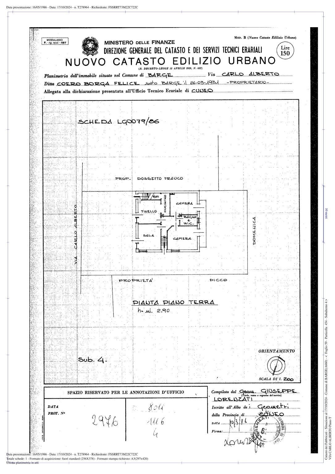 Villa via Carlo Alberto, 66, Barge - planimetria 1