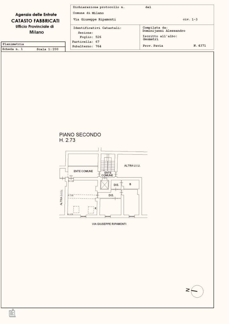 Trilocale via Giuseppe Ripamonti, 1, Milano - planimetria 1