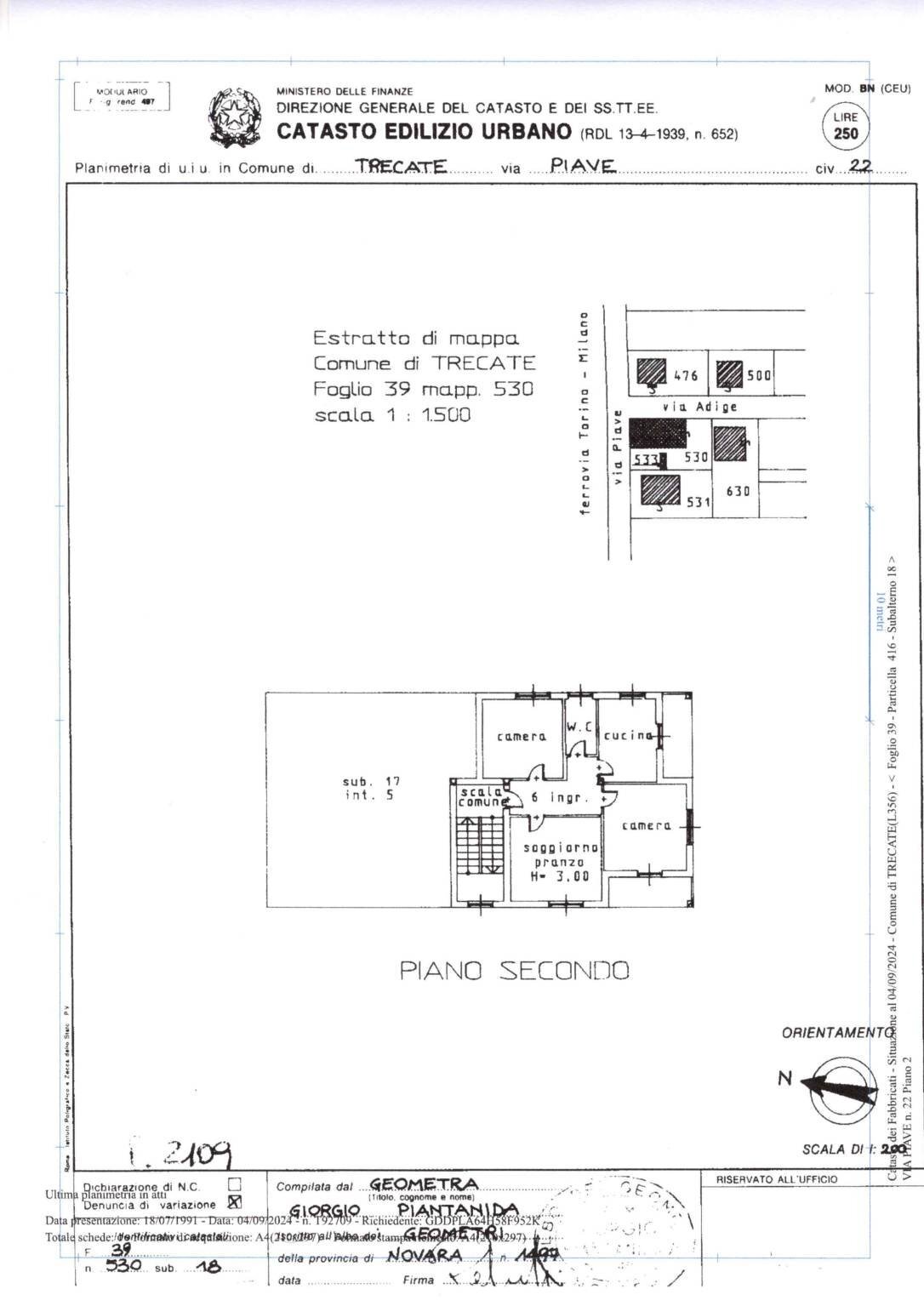 Trilocale via Piave, 22, Trecate - planimetria 1