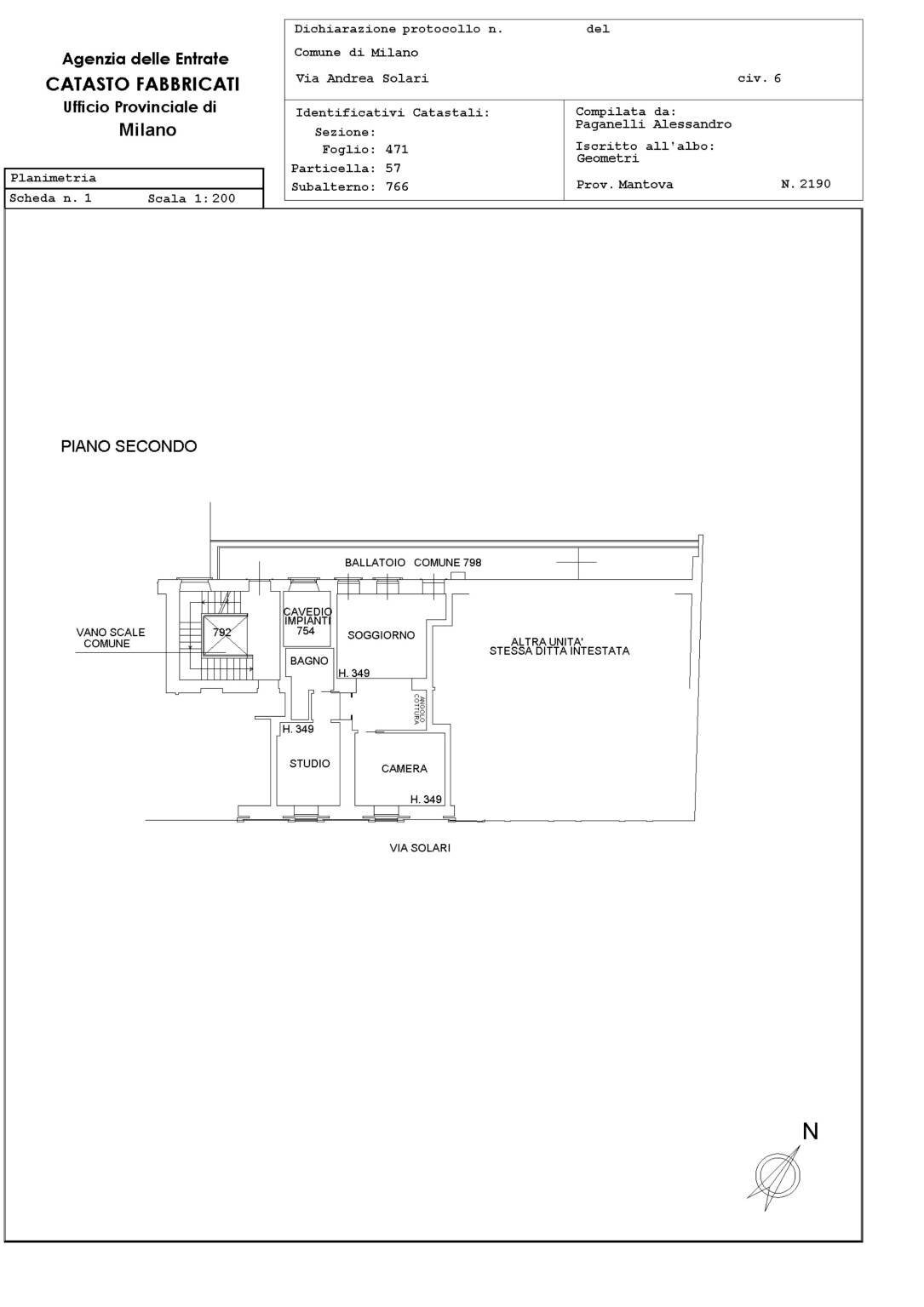 Bilocale via Andrea Solari, 6, Milano - planimetria 1