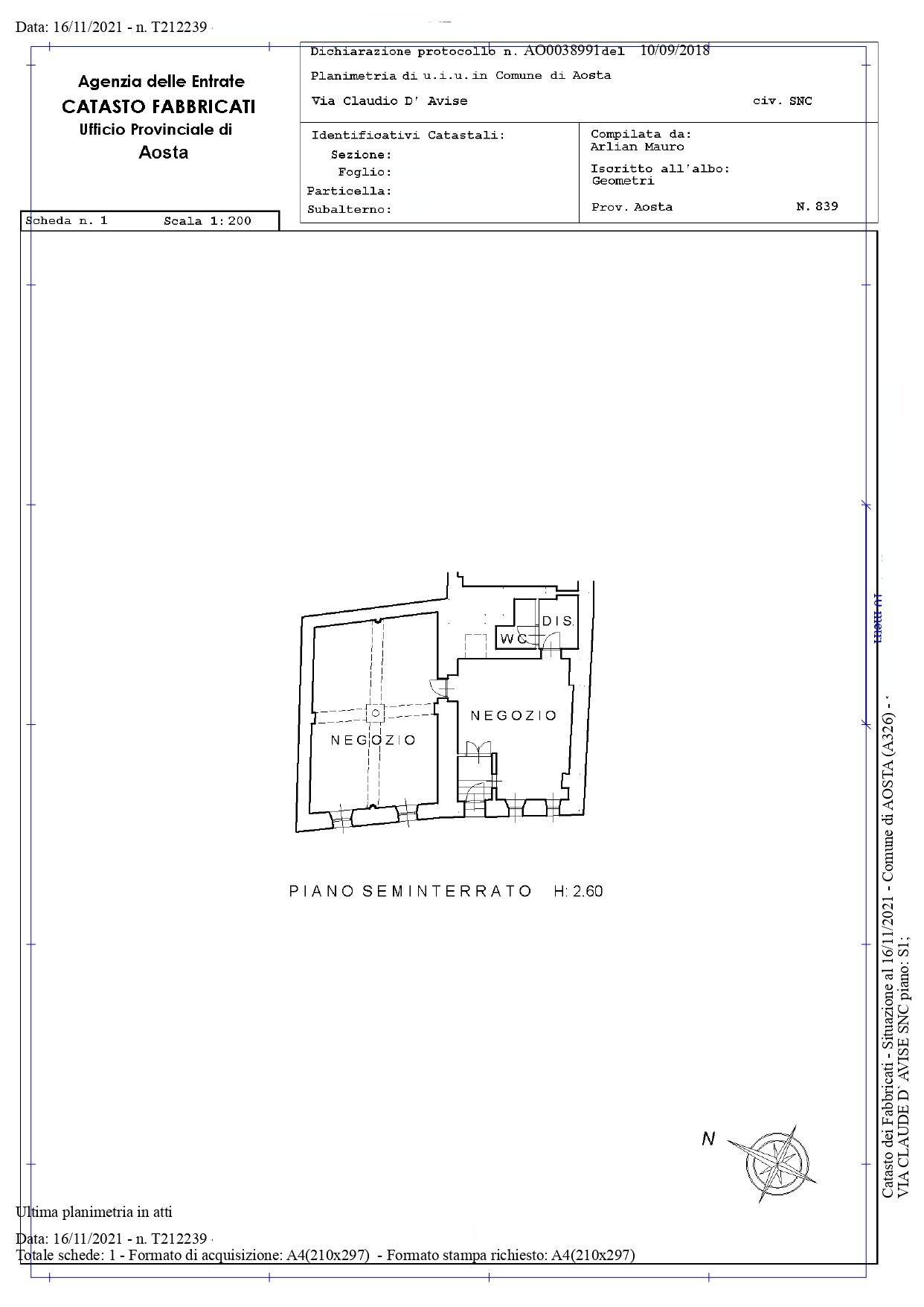 Shop Via Claude D'Avise, Aosta - floor plans 1