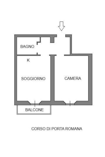 Two-room apartment corso di Porta Romana, 131, Milano - floor plans 1