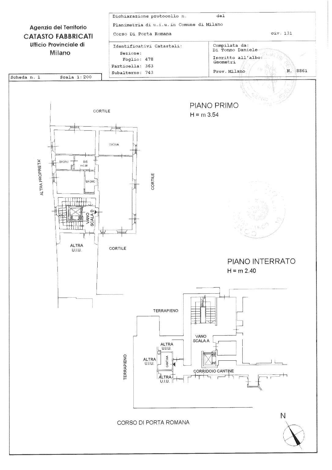 Three-room apartment corso di Porta Romana, 131, Milano - floor plans 1