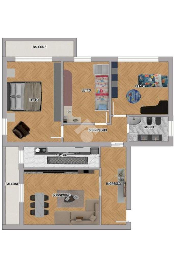 Three-room apartment Via Ludwig Van Beethoven, Bologna (neighborhood San Ruffillo) - floor plans 1