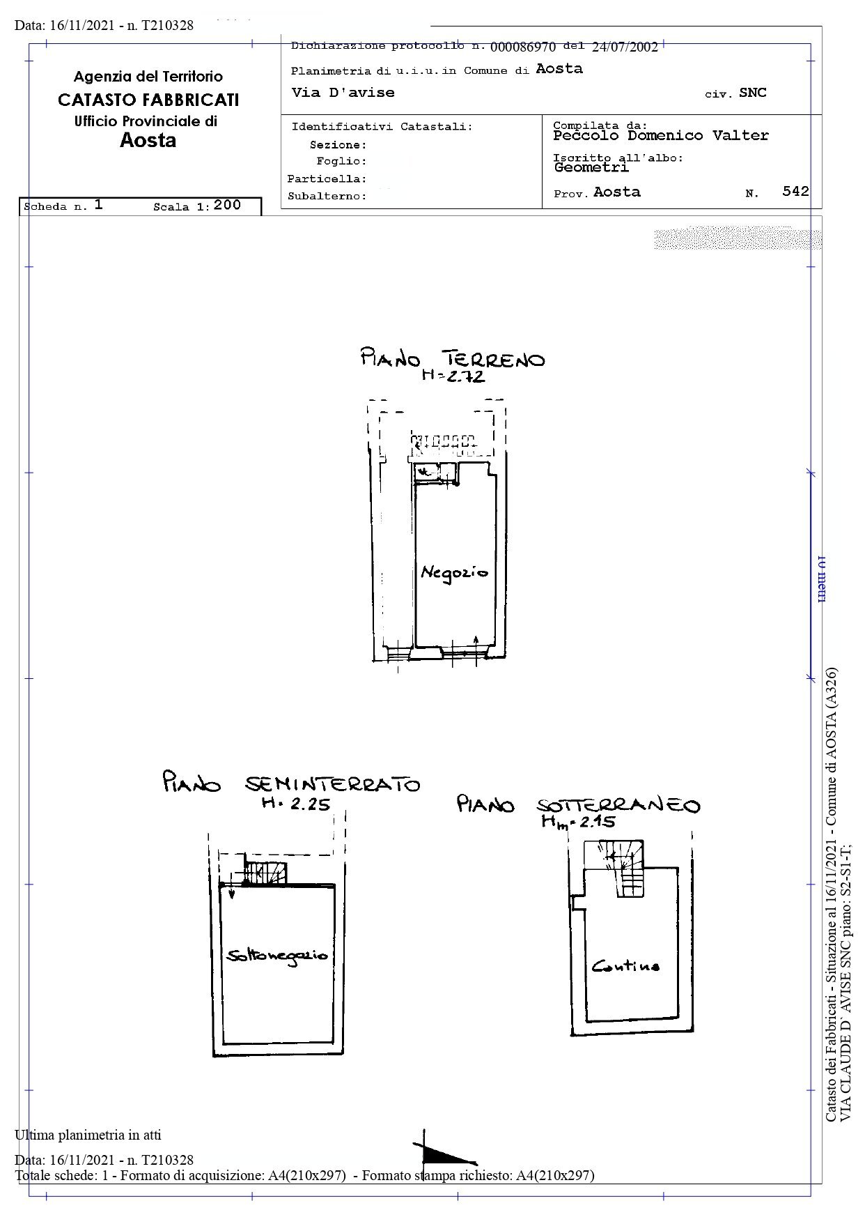 Shop Via Claude D'Avise, Aosta - floor plans 1