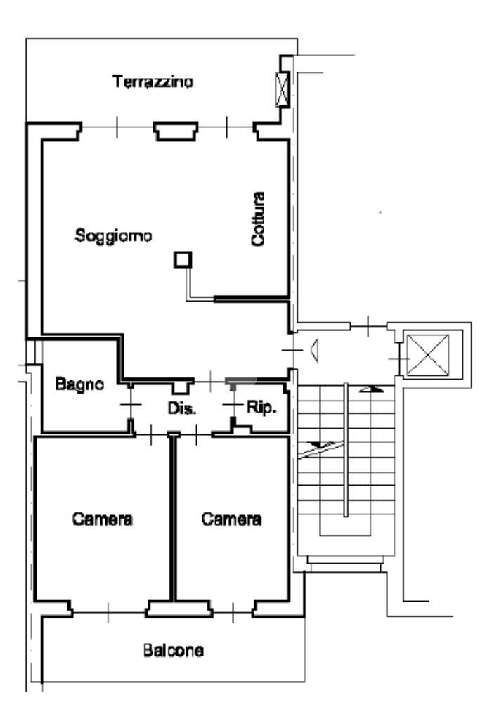 Three-room apartment Via favria, Rivarolo Canavese - floor plans 1