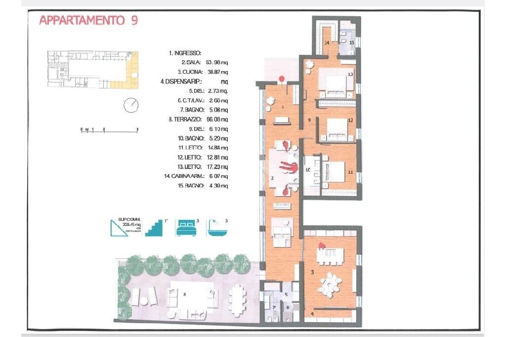 Four-room apartment Via risorgimento, Lugo - floor plans 1