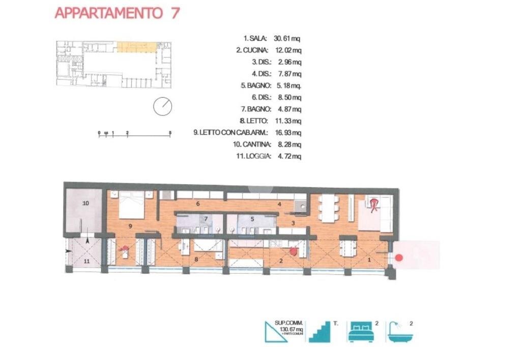 Three-room apartment Via risorgimento, Lugo - floor plans 1