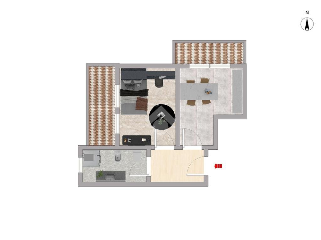 One-room apartment Via G. Leopardi, Legnano - floor plans 1