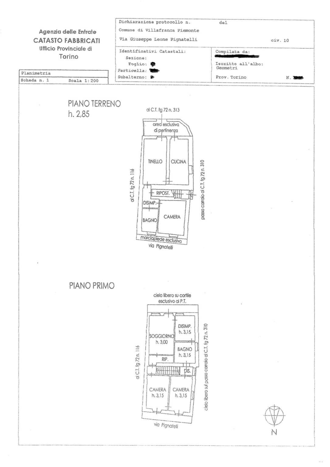 Rustico via Giuseppe Leone Pignatelli, 10, Villafranca Piemonte - planimetria 1
