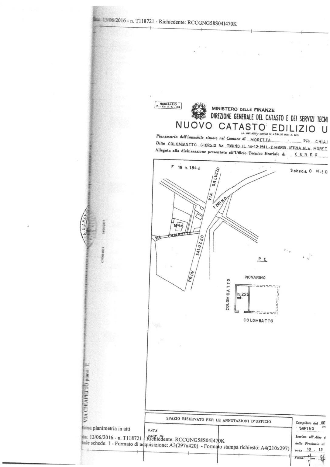Trilocale via Mario Locatelli, 1, Moretta - planimetria 1