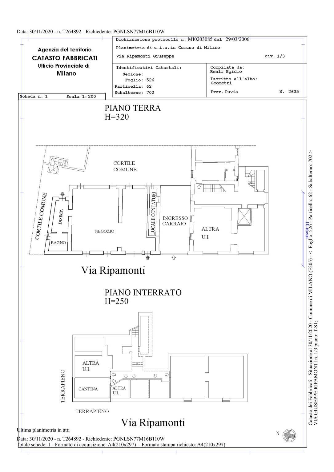 Shop via Giuseppe Ripamonti, 1, Milano - floor plans 1