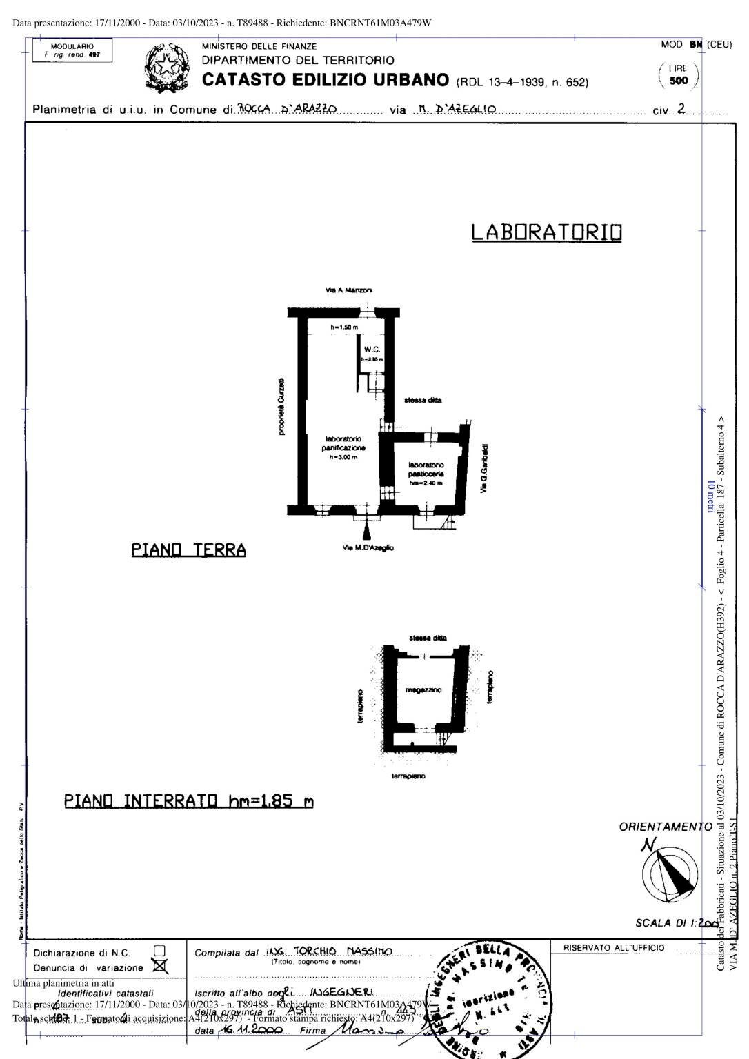 Independent house via Alessandro Manzoni, Rocca d'Arazzo - floor plans 1