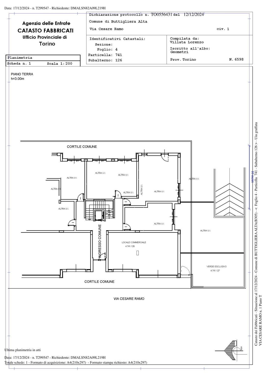 Negozio via Cesare Ramo, 1, Buttigliera Alta - planimetria 1