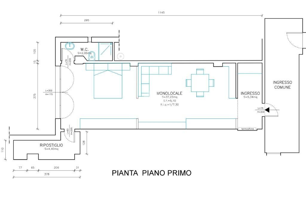 One-room apartment Via IV Novembre, Soliera - floor plans 1