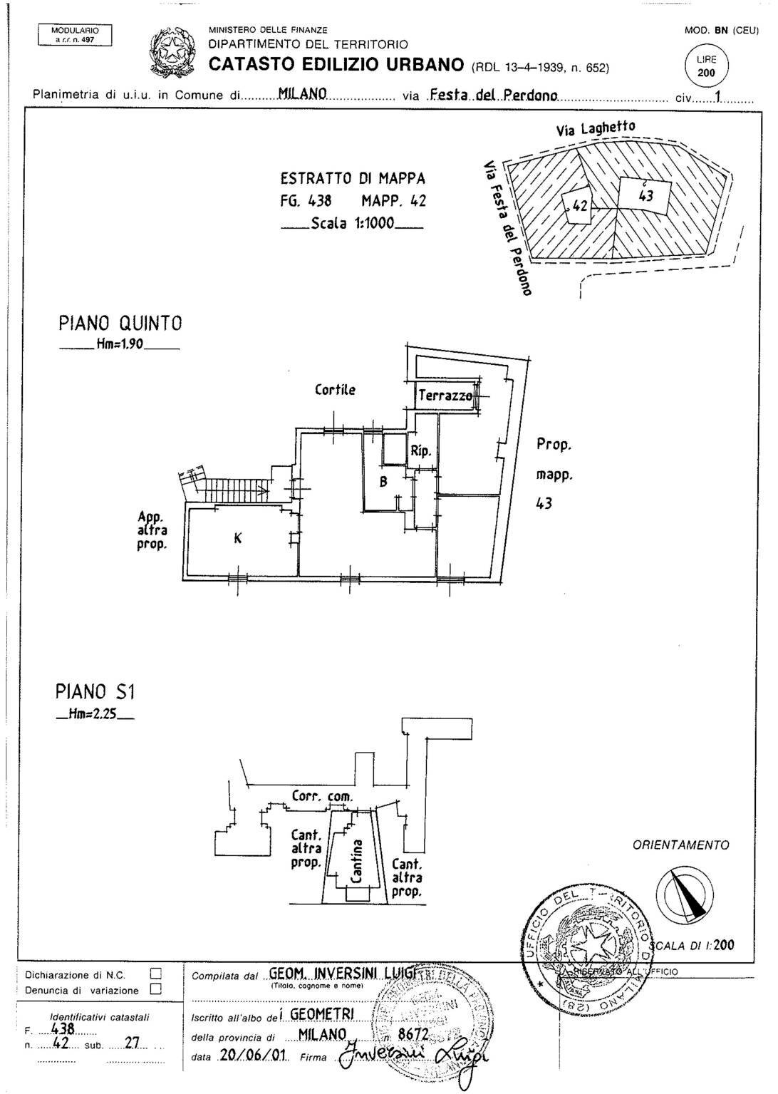 Trilocale via Festa del Perdono, 1, Milano - planimetria 1