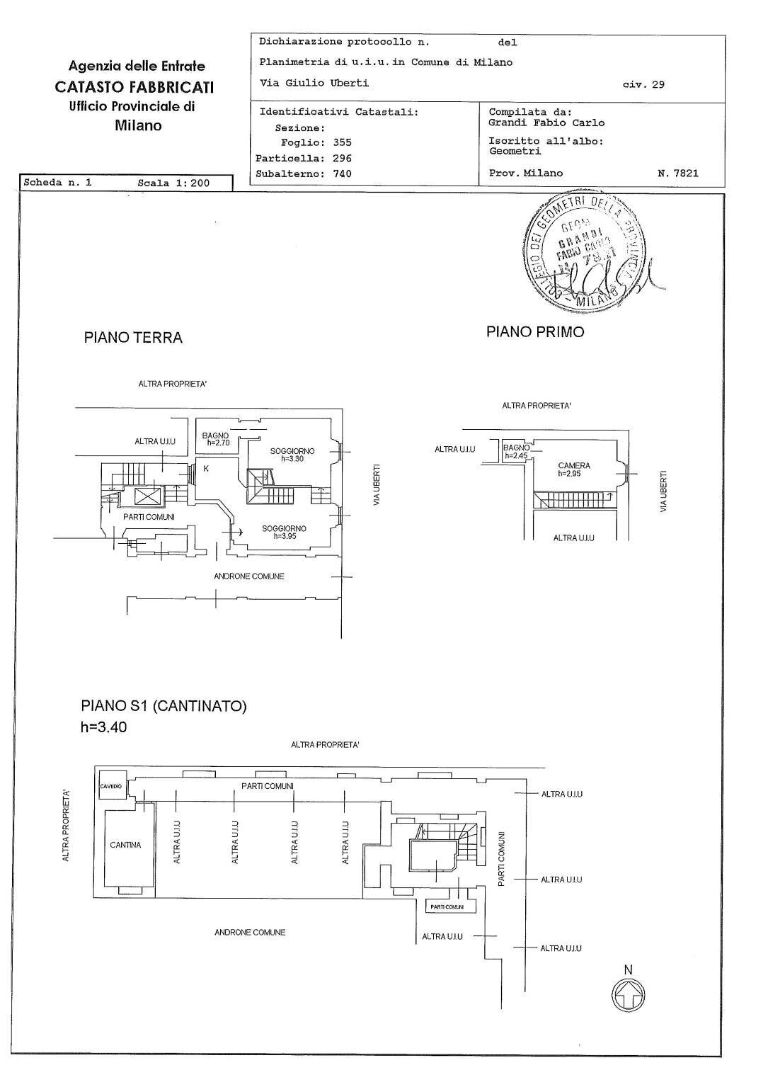Loft via Giulio Uberti, 29, Milano - planimetria 1
