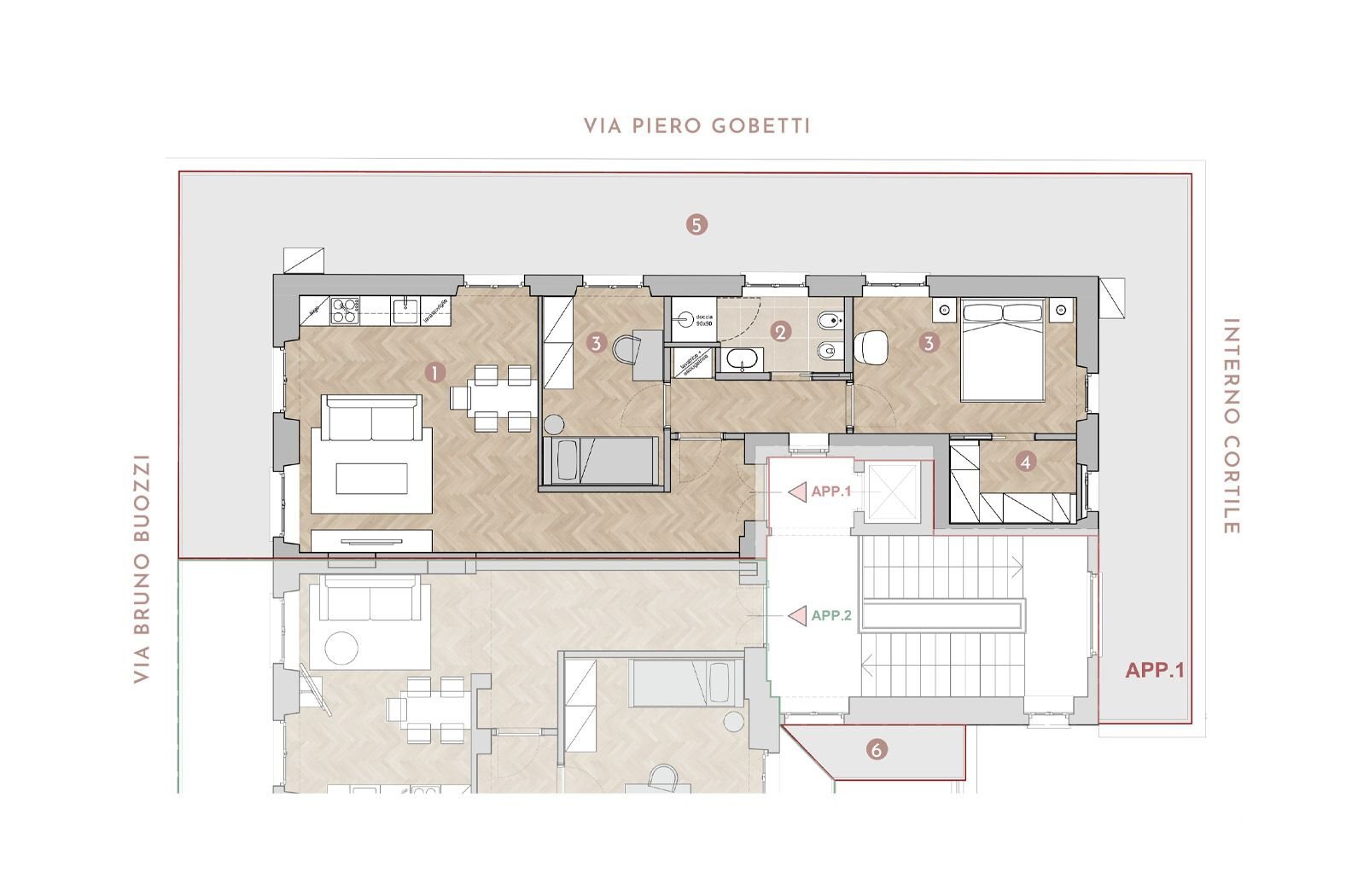 Trilocale via Piero Gobetti 10., Torino (zona Centro) - planimetria 1