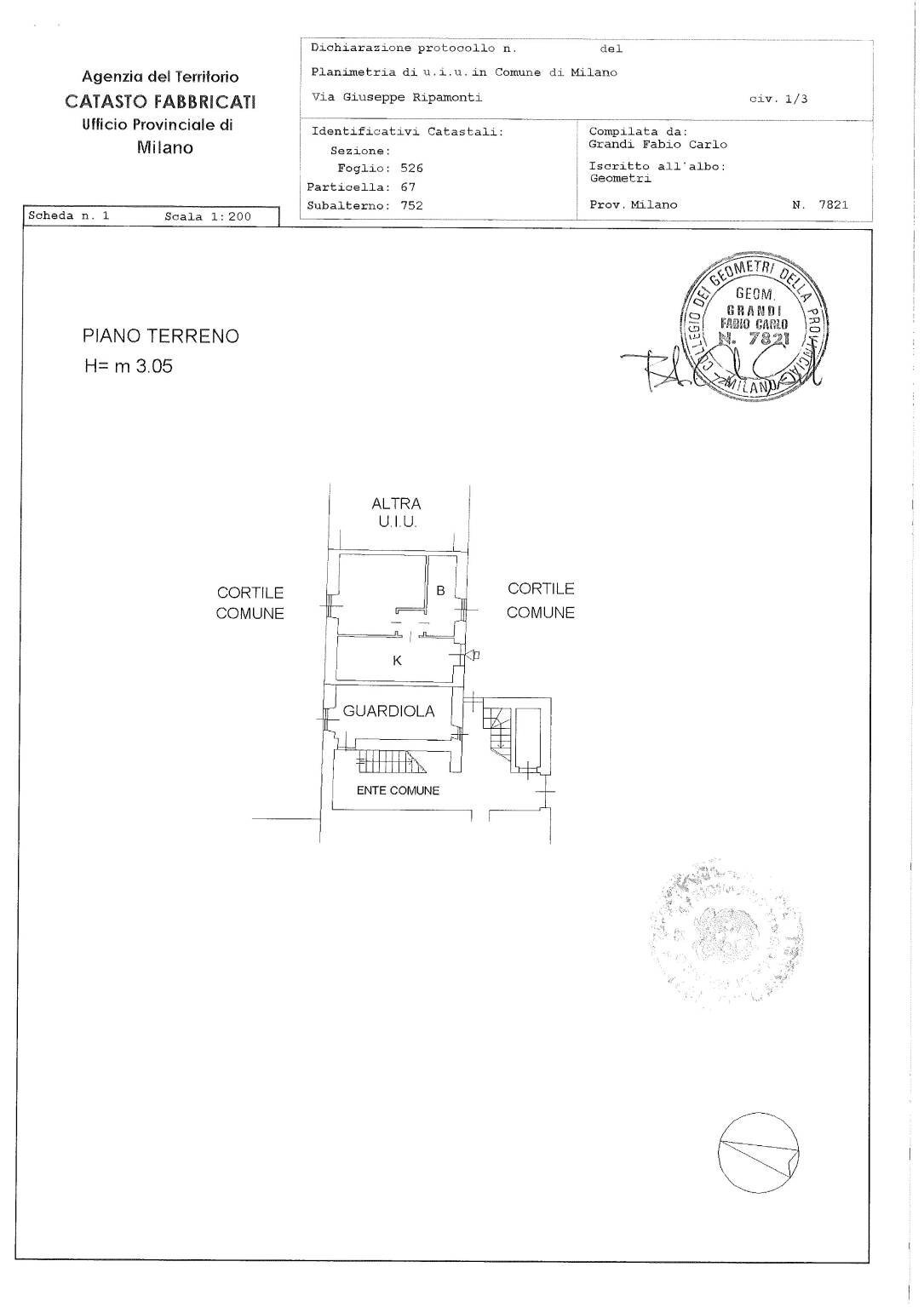 Bilocale via Giuseppe Ripamonti, 1, Milano - planimetria 1