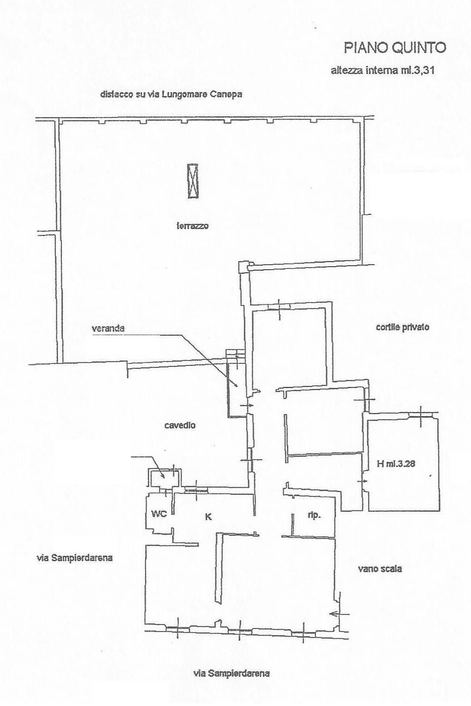 Attic via San Pier d'Arena, 22, Genova (neighborhood Sampierdarena) - floor plans 1