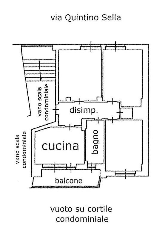 Four-room apartment via Quintino Sella, 35, Cuneo (neighborhood Centro) - floor plans 1