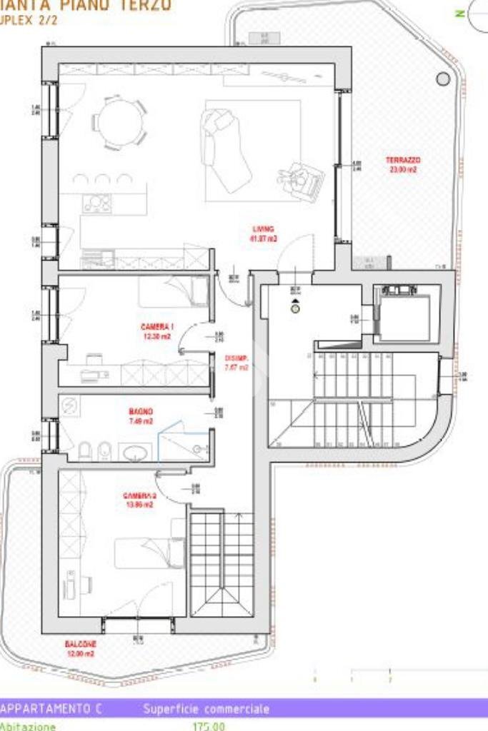 Three-room apartment Via Castelli Fiorenza, Rho - floor plans 1