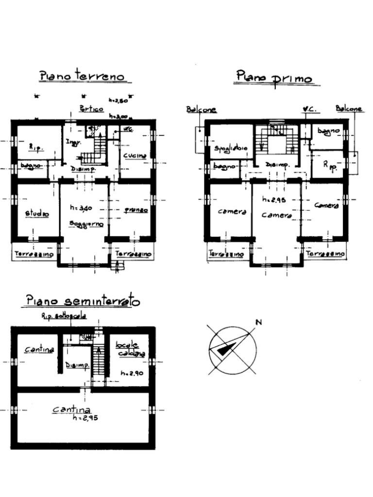 Three-family Villa Via F. Turati, Roasio - floor plans 1