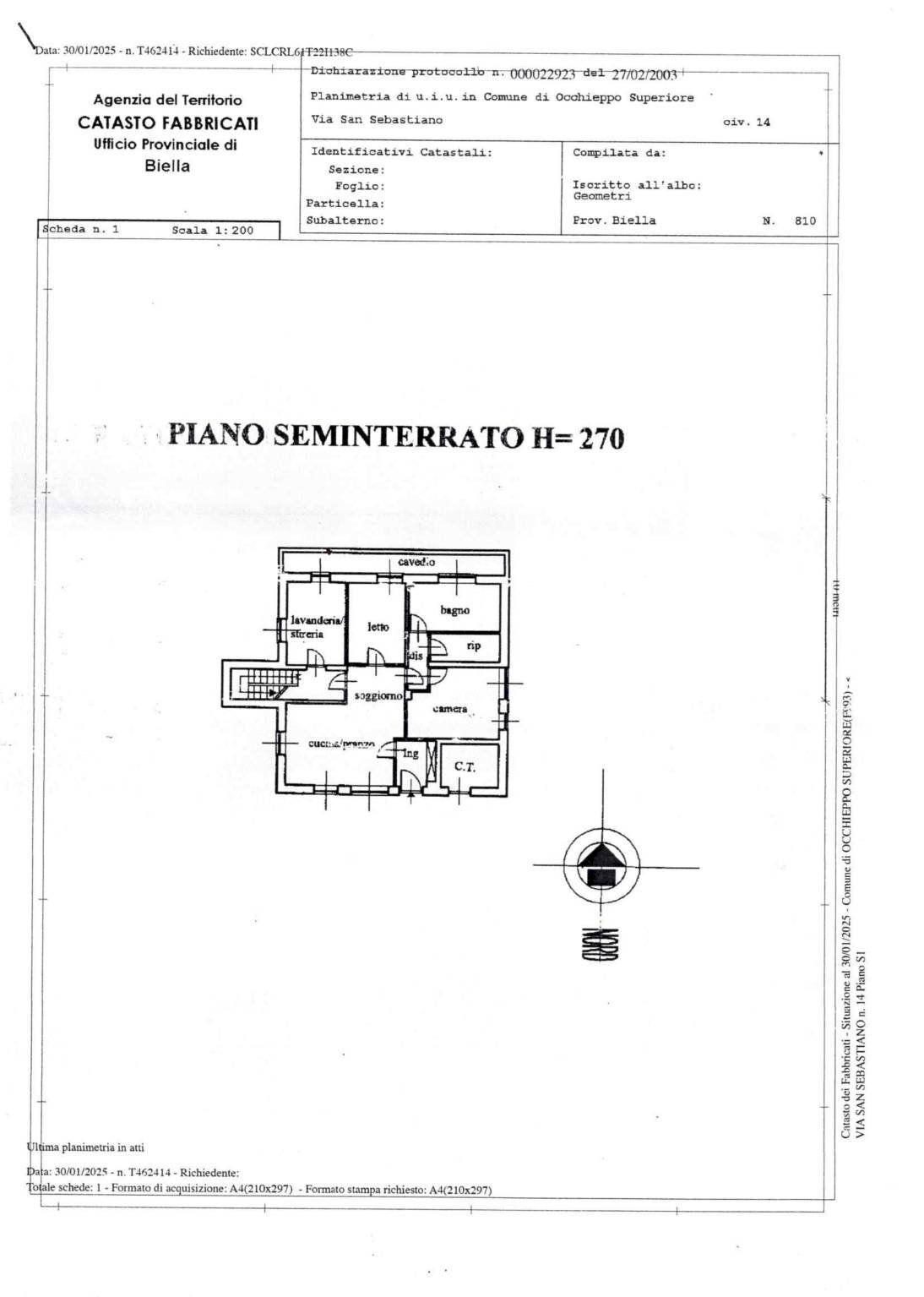 Villa via San Sebastiano, Occhieppo Superiore - planimetria 1