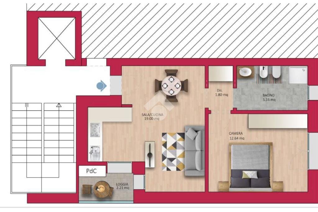 Two-room apartment Via Gadames, Rimini - floor plans 1