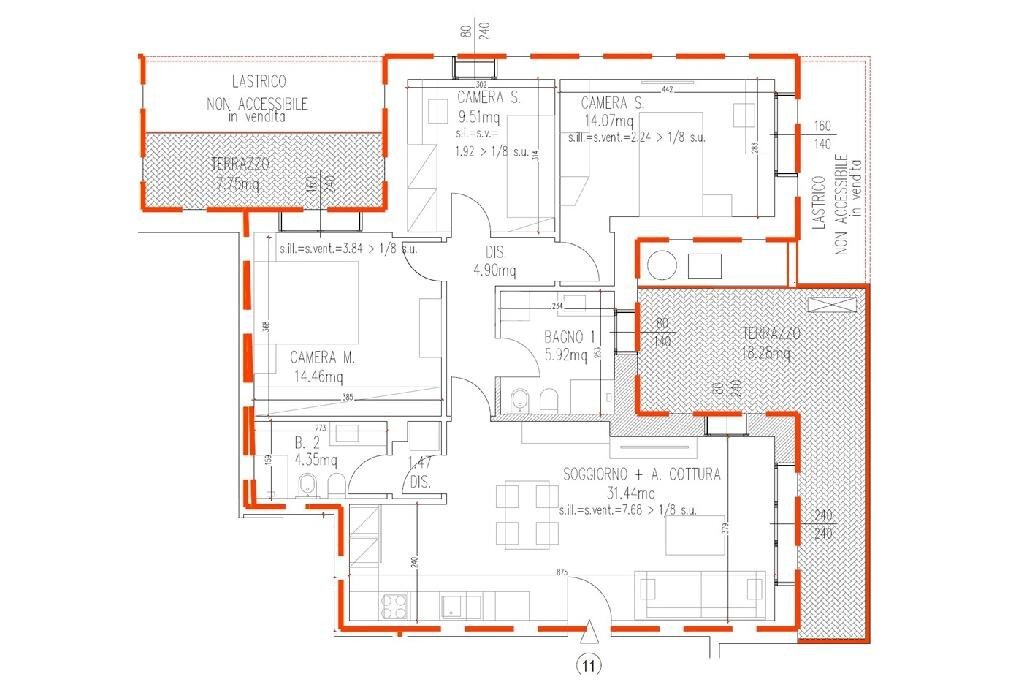 Four-room apartment Via Margherita Hack, Valsamoggia (neighborhood Albareto - Mulini Nuovi) - floor plans 1