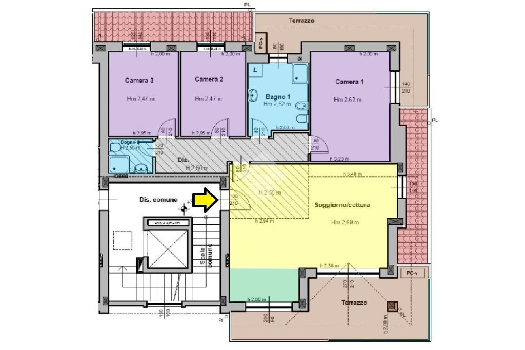Four-room apartment Via Rita Levi Montalcini, Cassano d'Adda - floor plans 1