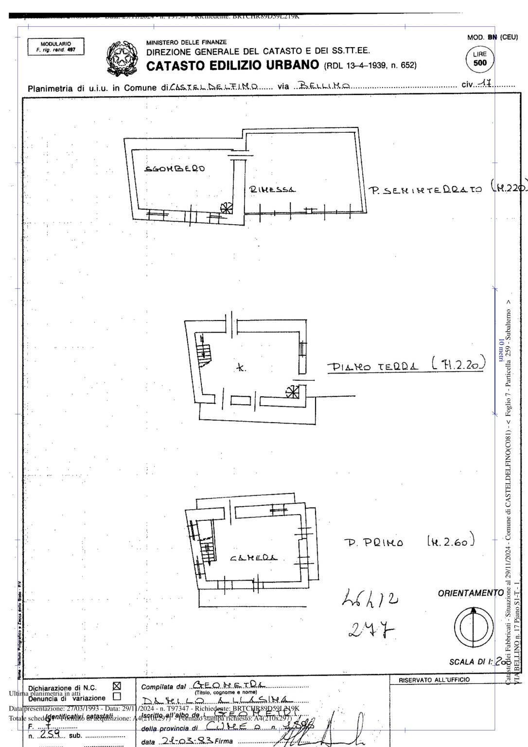 Villa via Bellino, Casteldelfino - planimetria 1