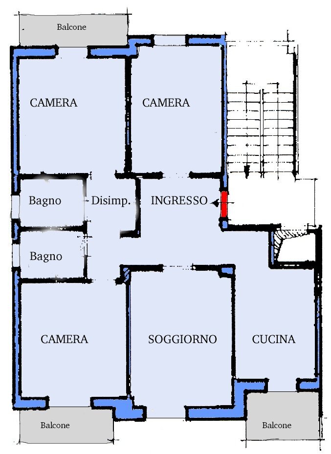Appartamento Via Schiapparelli, 22, Biella - planimetria 1