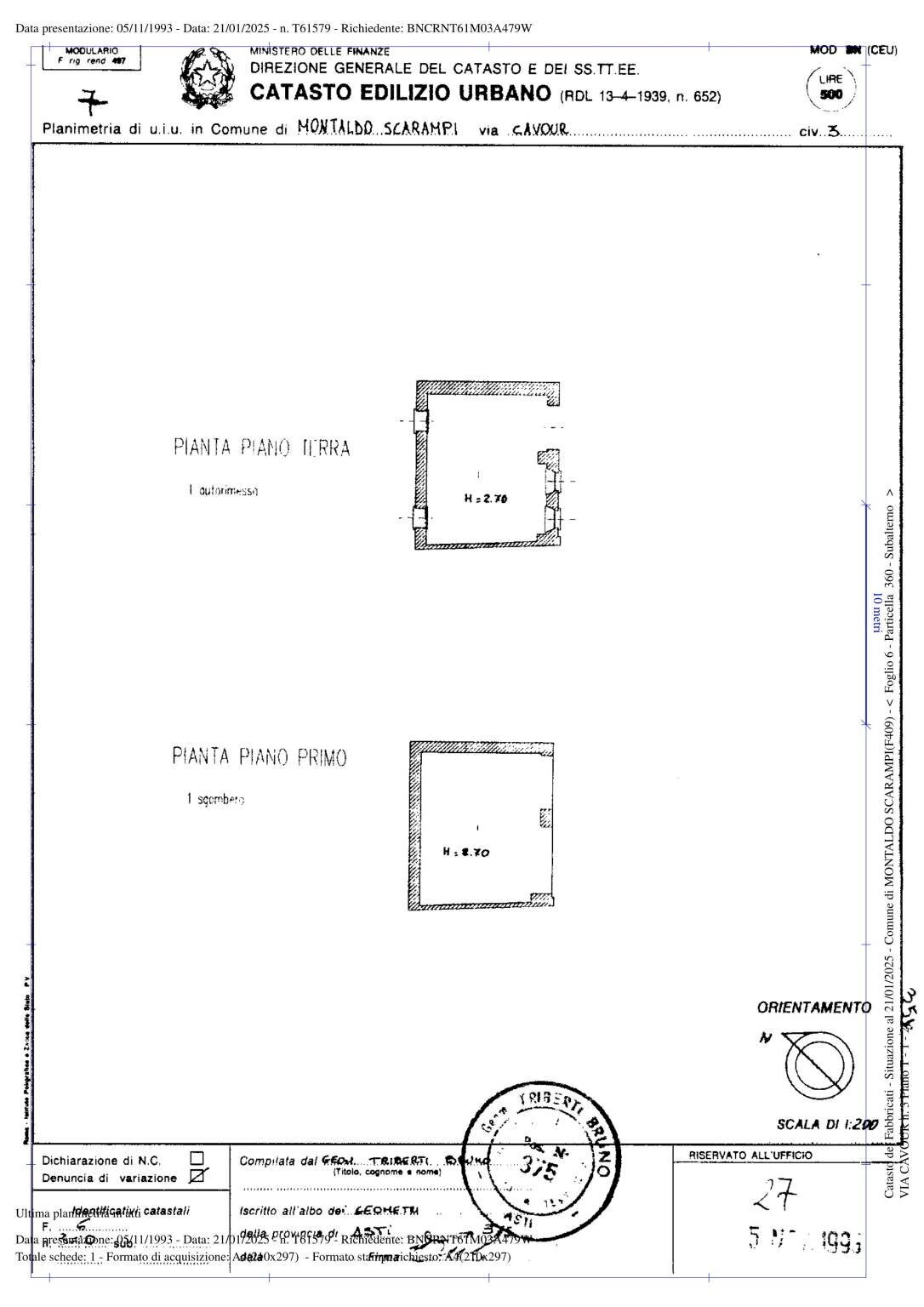 Rustico via Italia, Montaldo Scarampi - planimetria 1