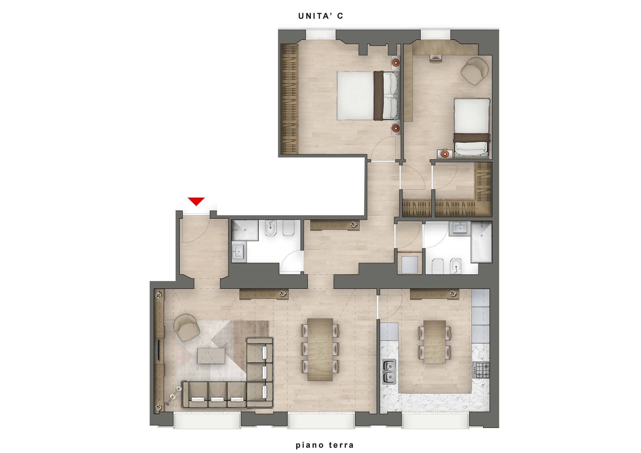 Quadrilocale via Santo Stefano, 103, Bologna (zona Centro Storico) - planimetria 1