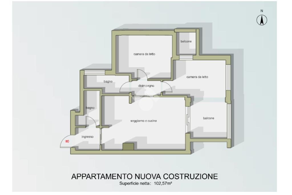 Trilocale Viale S. Gottardo, Rimini - planimetria 1