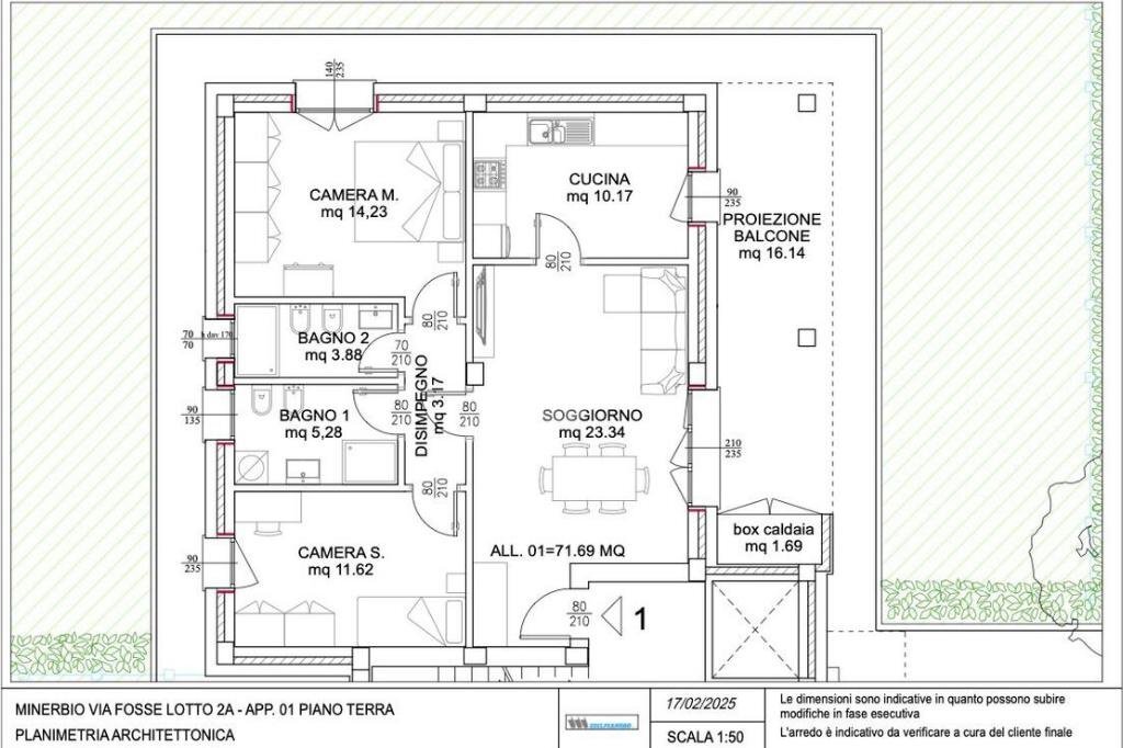 Three-room apartment Via Fosse, Minerbio - floor plans 1