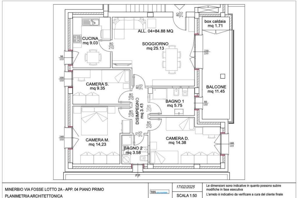 Quadrilocale Via Fosse, Minerbio - planimetria 1