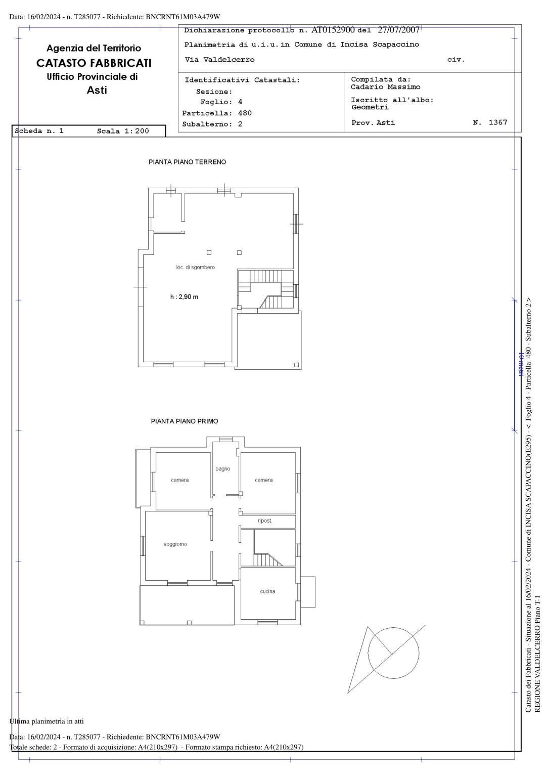 Rustico Regione Valdelcerro, Incisa Scapaccino - planimetria 1