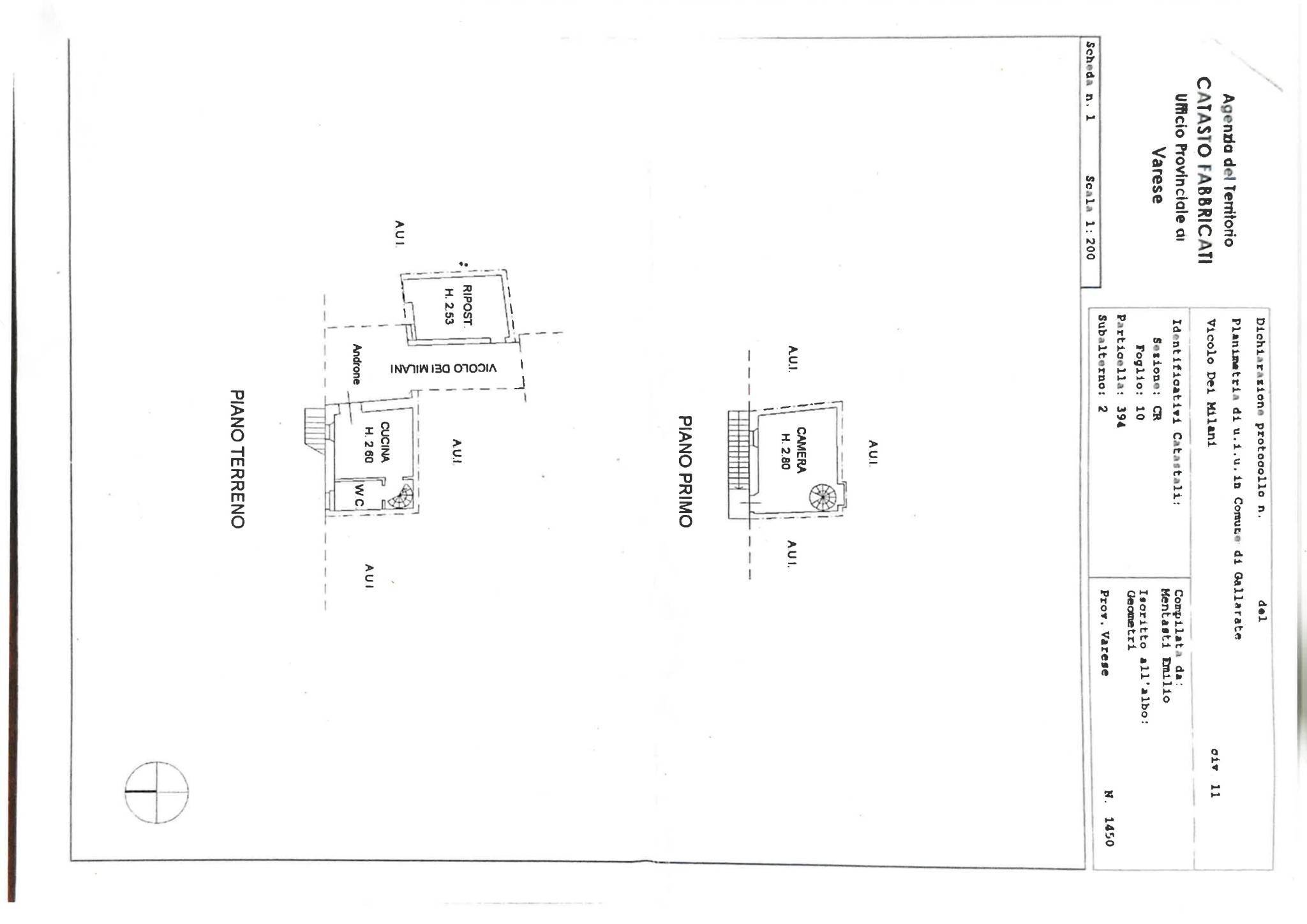Bilocale vicolo dei Milani, 11, Gallarate - planimetria 1