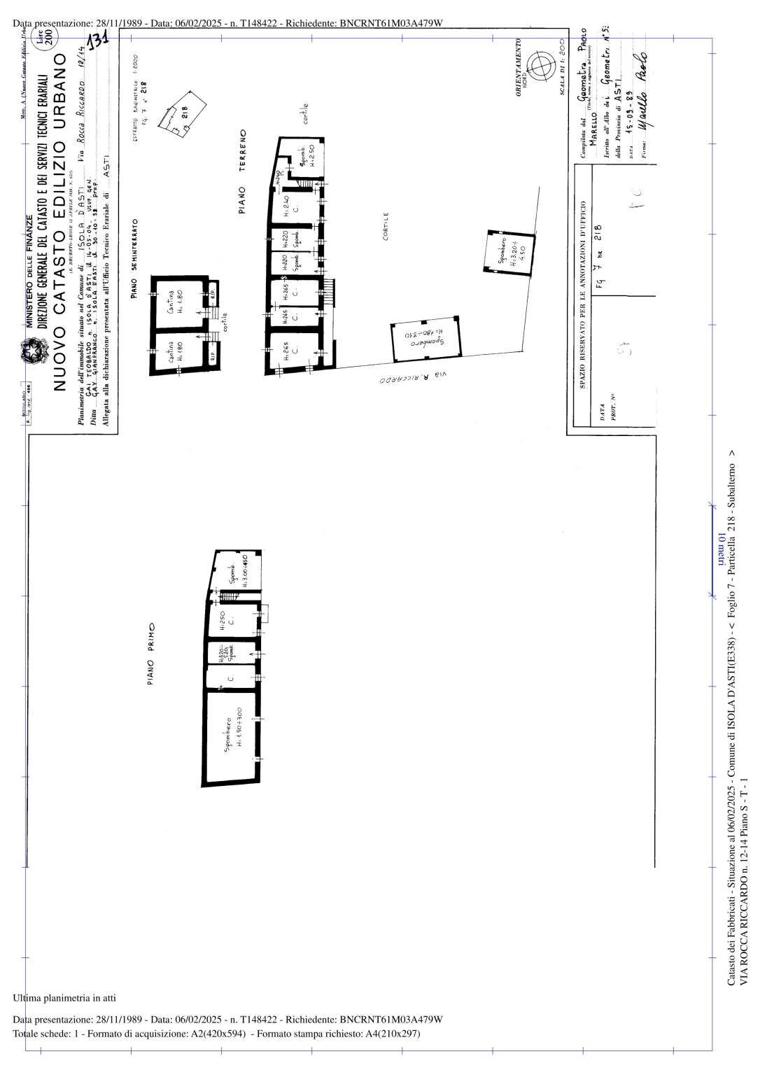 Rustico via Riccardo Rocca, Isola d'Asti - planimetria 1