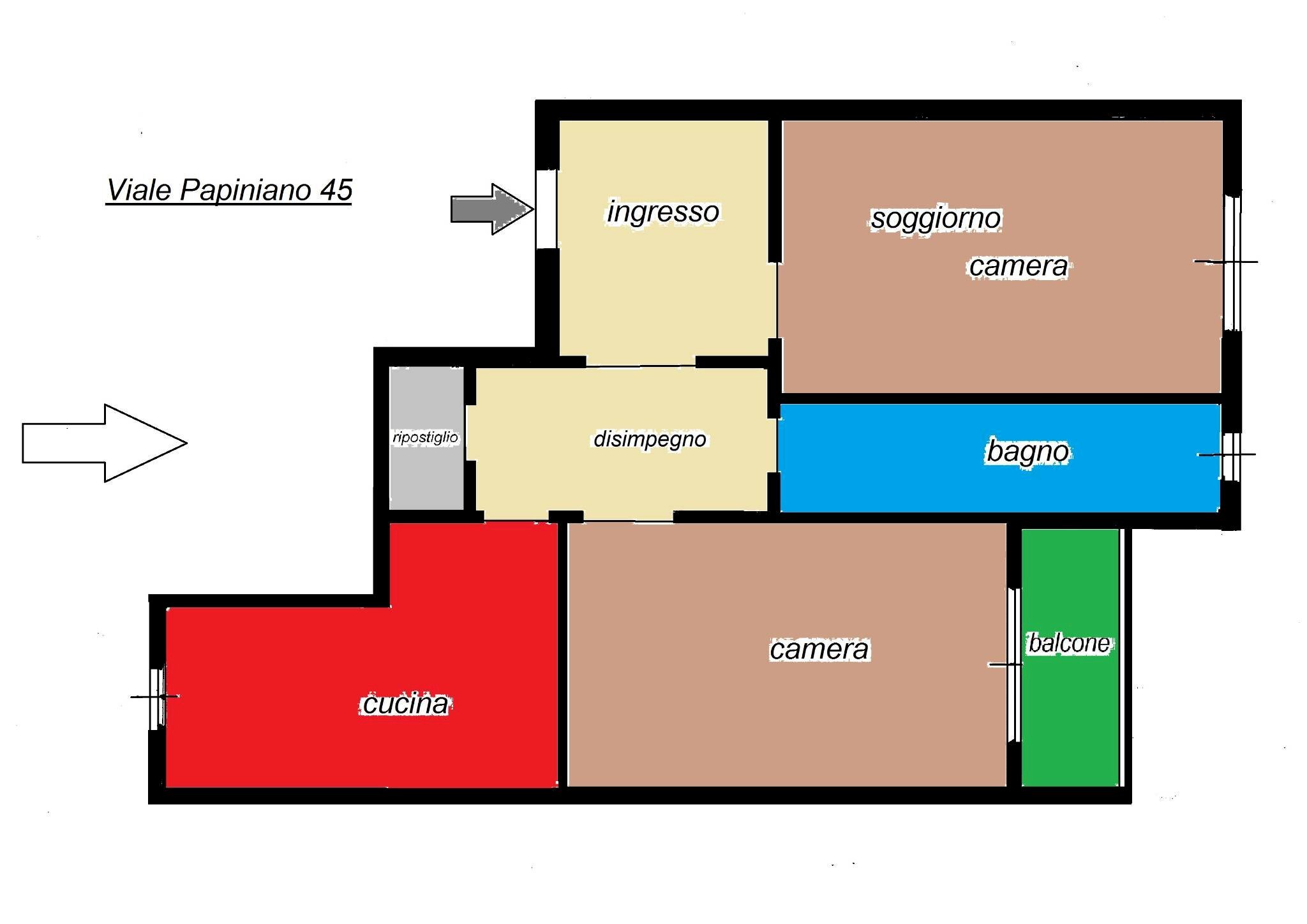 Three-room apartment viale Papiniano, 45, Milano - floor plans 1