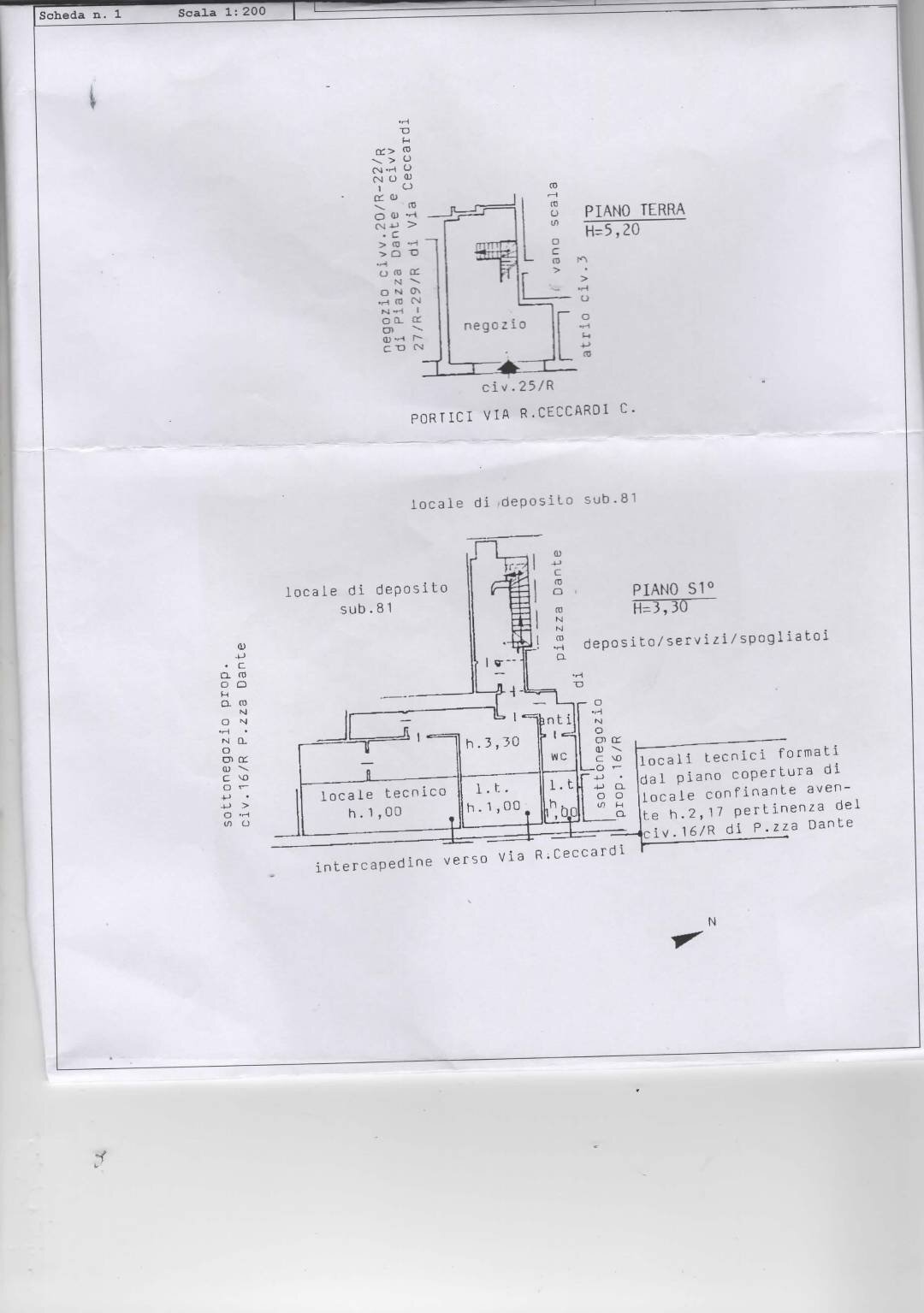 Locale Commerciale Via Ceccardo Roccatagliata Ceccardi 25r, Genova - planimetria 1