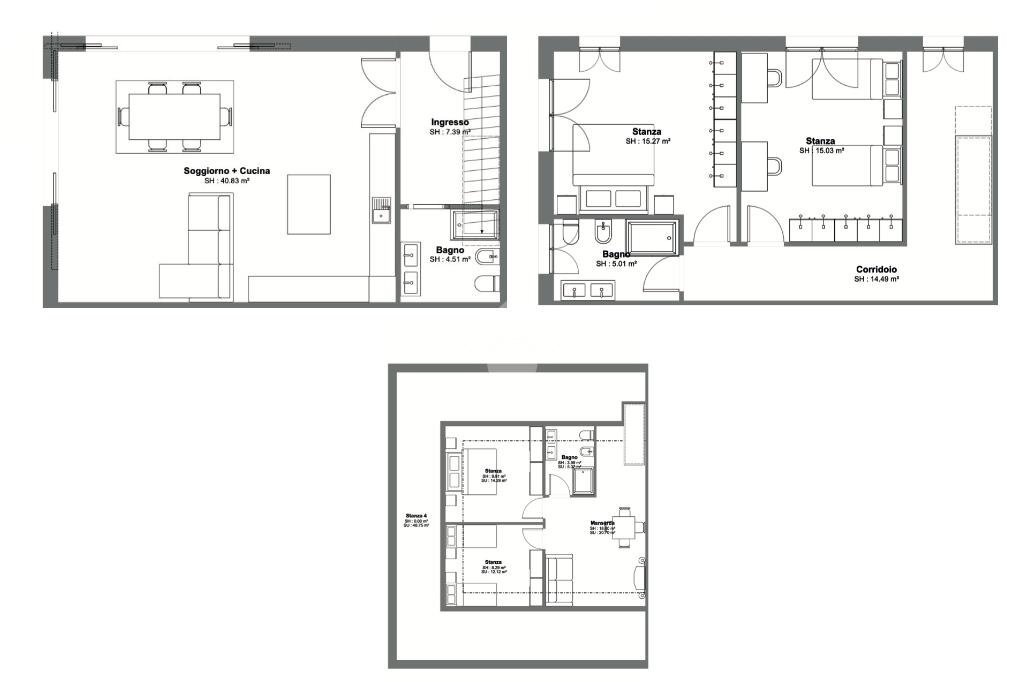 Four-family villa Via Zernzalino, Castenaso - floor plans 1