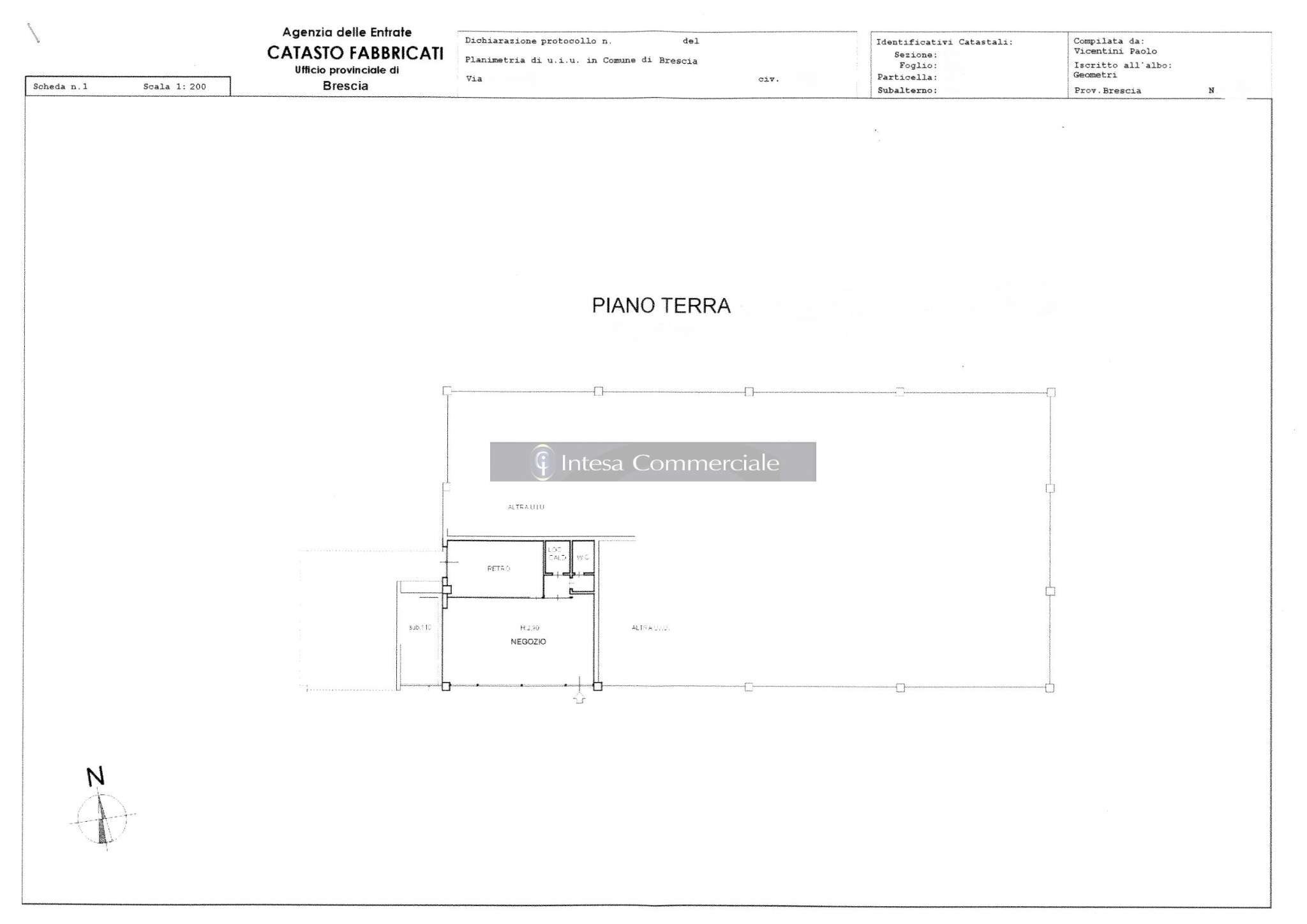 planimetria catastale negozio  - Laboratorio Brescia (zona Centro Storico) - planimetria 1